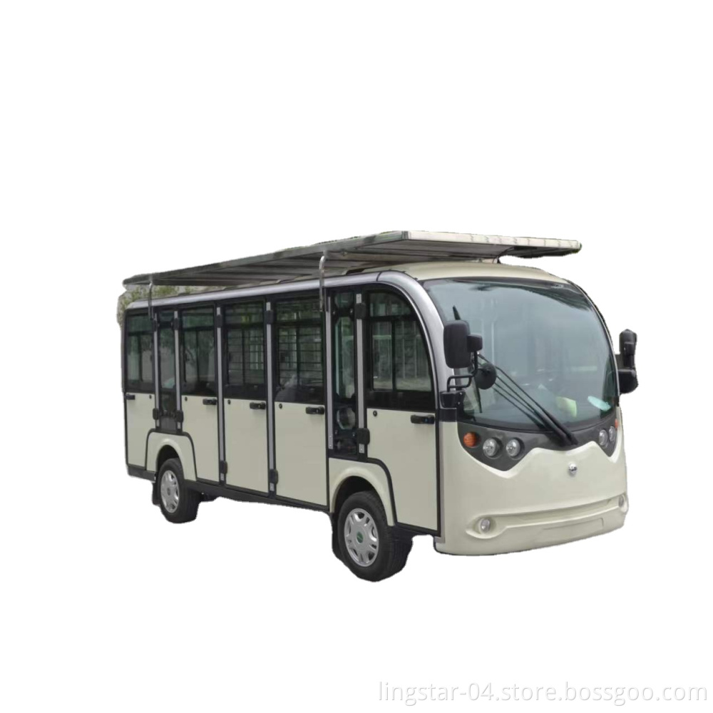 New 14 Seats Electric Sightseeing Vehicle Solar Vehicle  Tourist Bus Mini Bus with Dual Power Assist System Mileage 100-150 km